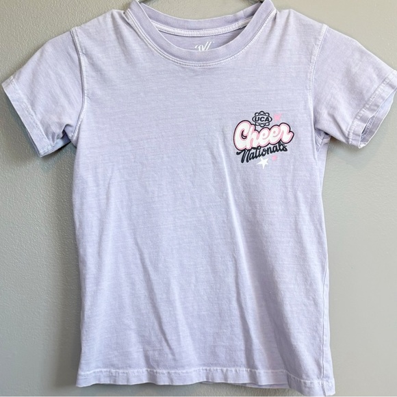 🤍5 for 20$ Varsity UCA Nationals Cheer Purple Short Sleeve Tee Shirt Youth Small - Picture 2 of 9